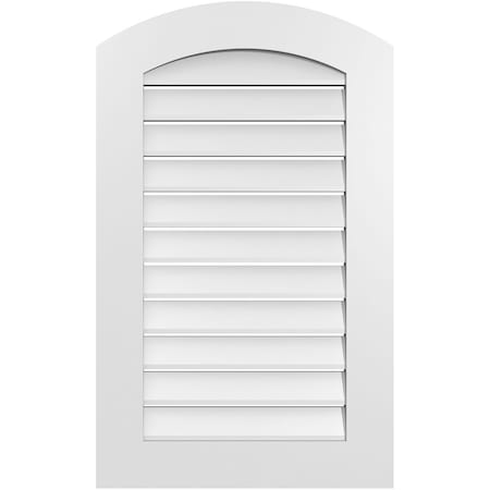 Ekena Millwork Arch Top Surface Mount PVC Gable Vent: Non-Functional, w/ 3-1/2"W x 1"P Standard Frame, 22"W x 34"H GVPAR22X3401SN
